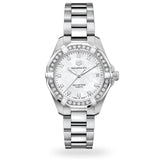 Buy Shop Tag Heuer Aquaracer Diamonds Mother of Pearl White Dial Silver Steel Strap Watch for Women - WBD1415.BA0741 USA Online