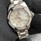Buy Shop Tag Heuer Aquaracer Diamonds White Mother of Pearl Dial Silver Steel Strap Watch for Women - WBD1315.BA0740 USA Online