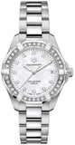 Buy Shop Tag Heuer Aquaracer Diamonds White Mother of Pearl Dial Silver Steel Strap Watch for Women - WBD1315.BA0740 USA Online