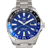 Buy Shop Tag Heuer Aquaracer GMT Calibre 6 Automatic Blue Dial Silver Steel Strap Watch for Men - WAY201T.BA0927 USA Online