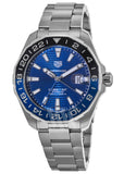Buy Shop Tag Heuer Aquaracer GMT Calibre 6 Automatic Blue Dial Silver Steel Strap Watch for Men - WAY201T.BA0927 USA Online