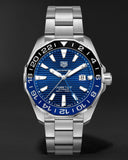 Buy Shop Tag Heuer Aquaracer GMT Calibre 6 Automatic Blue Dial Silver Steel Strap Watch for Men - WAY201T.BA0927 USA Online