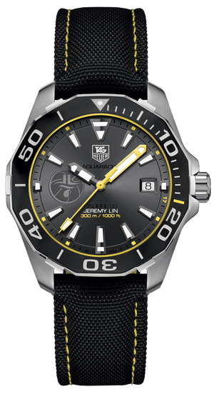 Buy Shop Tag Heuer Aquaracer Jeremy Lin Special Edition Grey Dial Black Nylon Strap Watch for Men - WAY211F.FC6362 USA Online