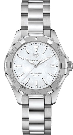 Buy Shop Tag Heuer Aquaracer Mother of Pearl Dial Silver Steel Strap Watch for Women - WBD131A.BA0748 USA Online