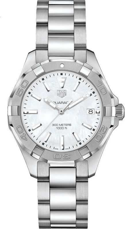 Buy Shop Tag Heuer Aquaracer Mother of Pearl Dial Silver Steel Strap Watch for Women - WBD131A.BA0748 USA Online