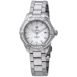 Tag Heuer Aquaracer Diamonds Mother of Pearl White Dial Silver Steel Strap Watch for Women - WBD131C.BA0748