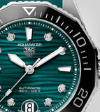 Buy Shop Tag Heuer Aquaracer Professional 300 Automatic Diamonds Green Dial Green Rubber Strap Watch for Women - WBP231G.FT6226 USA Online
