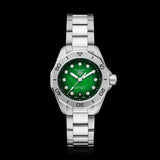 Buy Shop Tag Heuer Aquaracer Professional 200 Automatic Diamond Green Dial Silver Steel Strap Watch for Women - WBP2415.BA0622 USA Online