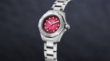 Buy Shop Tag Heuer Aquaracer Professional 200 Automatic Diamond Ruby Red Dial Silver Steel Strap Watch for Women - WBP2414.BA0622 USA Online