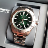 Buy Shop Tag Heuer Aquaracer Professional 200 Automatic Green Dial Silver Steel Strap Watch for Men - WBP2115.BA0627 USA Online
