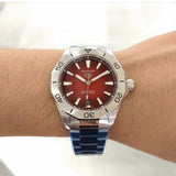 Buy Shop Tag Heuer Aquaracer Professional 200 Automatic Red Dial Silver Steel Strap Watch for Men - WBP2114.BA0627 USA Online