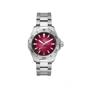 Buy Shop Tag Heuer Aquaracer Professional 200 Automatic Red Dial Silver Steel Strap Watch for Men - WBP2114.BA0627 USA Online