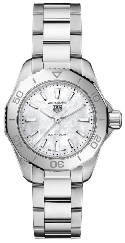 Buy Shop Tag Heuer Aquaracer Professional 200 Quartz Mother of Pearl Dial Silver Steel Strap Watch for Women - WBP1418.BA0622 USA Online