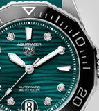 Buy Shop Tag Heuer Aquaracer Professional 300 Automatic Diamonds Green Dial Green Rubber Strap Watch for Women - WBP231G.FT6226 USA Online