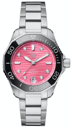 Buy Shop Tag Heuer Aquaracer Professional 300 Automatic Diamonds Pink Dial Silver Steel Strap Watch for Women - WBP231J.BA0618 USA Online