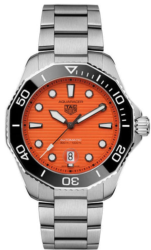 Buy Shop Tag Heuer Aquaracer Professional 300 Diver Automatic Orange Dial Silver Steel Strap Watch for Men - WBP201F.BA0632 USA Online