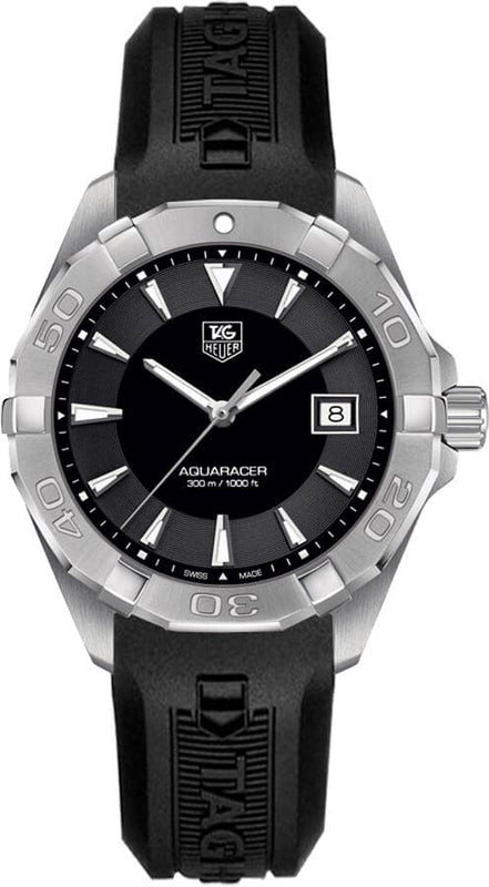 Buy Shop Tag Heuer Aquaracer Quartz Black Dial Black Rubber Strap Watch for Men - WAY1110.FT8021 USA Online