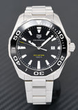 Buy Shop Tag Heuer Aquaracer Quartz Black Dial Silver Steel Strap Watch for Men - WAY101A.BA0746 USA Online