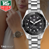 Buy Shop Tag Heuer Aquaracer Quartz Black Dial Silver Steel Strap Watch for Women - WAY131M.BA0748 USA Online