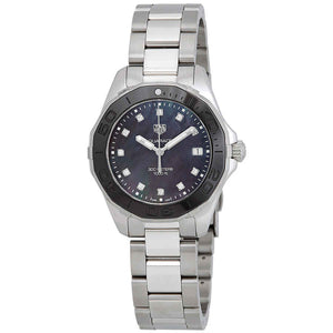 Buy Shop Tag Heuer Aquaracer Quartz Black Dial Silver Steel Strap Watch for Women - WAY131M.BA0748 USA Online