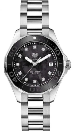Buy Shop Tag Heuer Aquaracer Quartz Black Dial Silver Steel Strap Watch for Women - WAY131M.BA0748 USA Online
