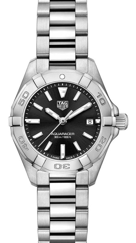 Buy Shop Tag Heuer Aquaracer Quartz Black Dial Silver Steel Strap Watch for Women - WBD1410.BA0741 USA Online