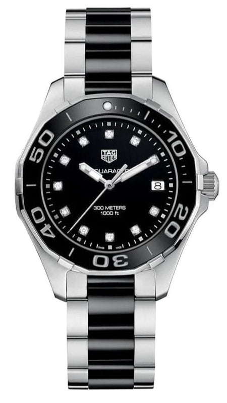 Buy Shop Tag Heuer Aquaracer Quartz Black Dial Two Tone Steel Strap Watch for Women - WAY131C.BA0913 USA Online