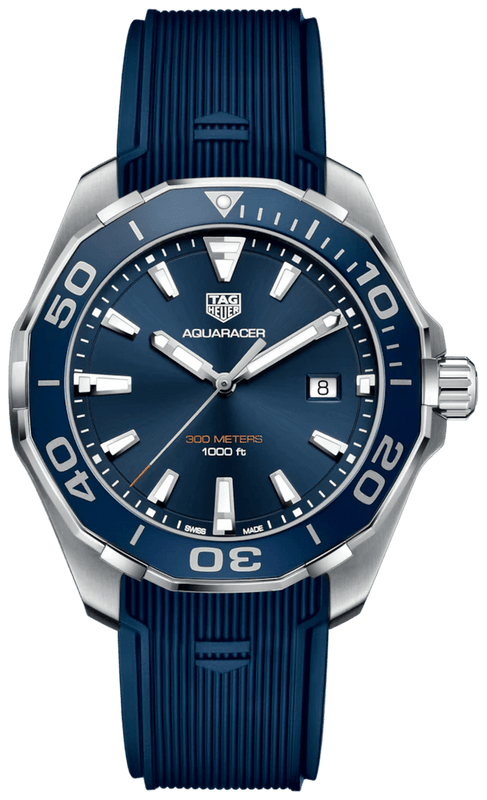 Buy Shop Tag Heuer Aquaracer Quartz Blue Dial Blue Rubber Strap Watch for Men - WAY101C.FC6153 USA Online