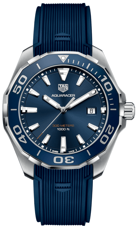 Buy Shop Tag Heuer Aquaracer Quartz Blue Dial Blue Rubber Strap Watch for Men - WAY101C.FT6153 USA Online