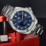 Buy Shop Tag Heuer Aquaracer Quartz Blue Dial Silver Steel Strap Watch for Men - WAY1112.BA0928 USA Online