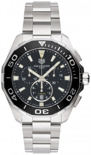 Buy Shop Tag Heuer Aquaracer Quartz Chronograph Black Dial Silver Steel Strap Watch for Men - CAY111A.BA0927 USA Online