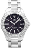 Buy Shop Tag Heuer Aquaracer Quartz Diamonds Black Dial Silver Steel Strap Watch for Women - WAY131P.BA0748 USA Online