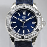 Buy Shop Tag Heuer Aquaracer Quartz Diamonds Blue Dial Blue Nylon Strap Watch for Women - WAY131N.FT6091 USA Online