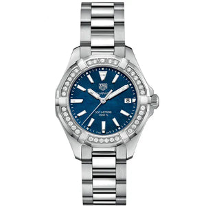 Buy Shop Tag Heuer Aquaracer Quartz Diamonds Blue Dial Silver Steel Strap Watch for Women - WAY131N.BA0748 USA Online