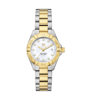 Buy Shop Tag Heuer Aquaracer Quartz Diamonds Mother of Pearl Dial Two Tone Steel Strap Watch for Women - WBD1423.BB0321 USA Online