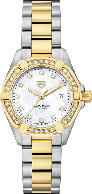 Buy Shop Tag Heuer Aquaracer Quartz Diamonds Mother of Pearl Dial Two Tone Steel Strap Watch for Women - WBD1423.BB0321 USA Online