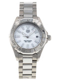 Buy Shop Tag Heuer Aquaracer Quartz Mother of Pearl White Dial Silver Steel Strap Watch for Women - WBD1411.BA0741 USA Online