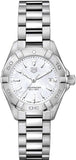 Buy Shop Tag Heuer Aquaracer Quartz Mother of Pearl White Dial Silver Steel Strap Watch for Women - WBD1411.BA0741 USA Online