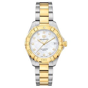 Buy Shop Tag Heuer Aquaracer White Mother of Pearl Dial Two Tone Steel Strap Watch for Women - WBD1322.BB0320 USA Online