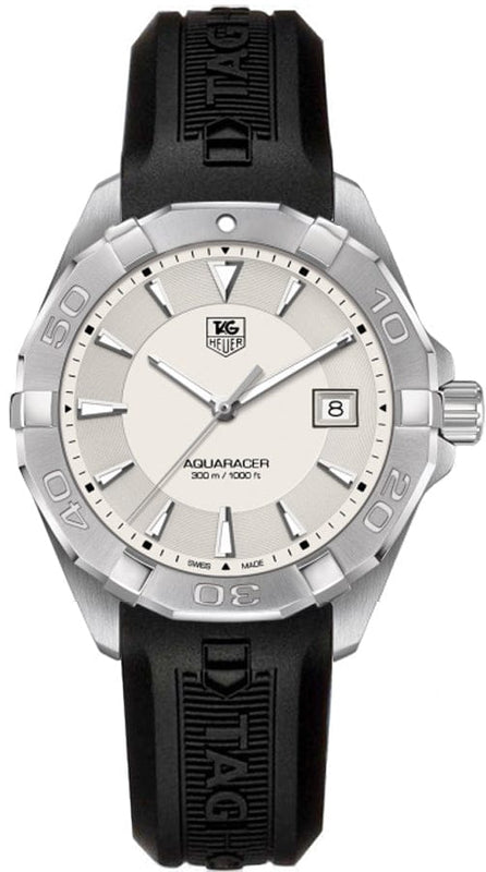 Buy Shop Tag Heuer Aquaracer Quartz White Dial Black Rubber Strap Watch for Men - WAY1111.FT8021 USA Online