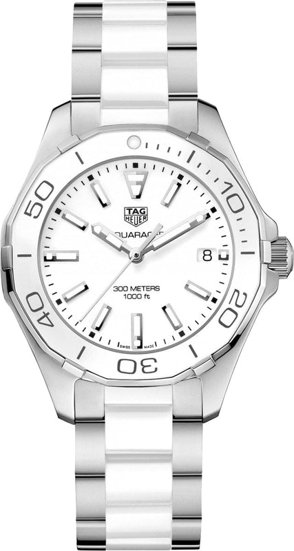 Buy Shop Tag Heuer Aquaracer Quartz White Dial Two Tone Steel Strap Watch Women - WAY131B.BA0914 USA Online