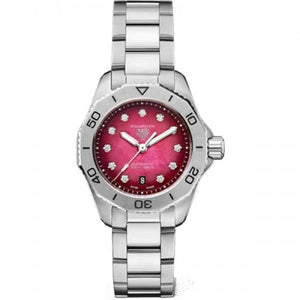 Buy Shop Tag Heuer Aquaracer Professional 200 Automatic Diamond Ruby Red Dial Silver Steel Strap Watch for Women - WBP2414.BA0622 USA Online
