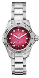 Buy Shop Tag Heuer Aquaracer Professional 200 Automatic Diamond Ruby Red Dial Silver Steel Strap Watch for Women - WBP2414.BA0622 USA Online
