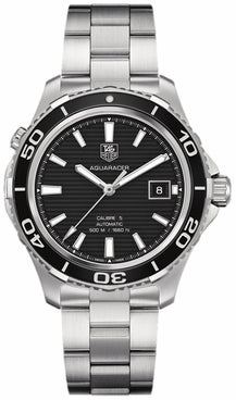 Buy Shop Tag Heuer Aquaracer Caliber 5 Automatic Black Dial Silver Steel Strap Watch for Men - WAK2110.BA0830 USA Online