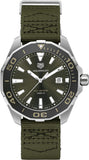 Tag Heuer Aquaracer Black Dial Khakhi Green NATO Strap Watch for Men - WAY101E.FC8222