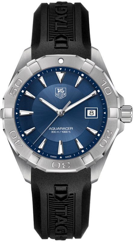 Buy Shop Tag Heuer Aquaracer Quartz Blue Dial Black Rubber Strap Watch for Men - WAY1112.FT8021 USA Online