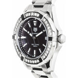 Buy Shop Tag Heuer Aquaracer Quartz Diamonds Black Dial Silver Steel Strap Watch for Women - WAY131P.BA0748 USA Online