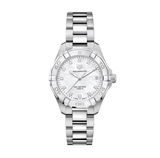 Buy Shop Tag Heuer Aquaracer White Mother of Pearl Dial Silver Steel Strap Watch for Women - WBD1311.BA0740 USA Online