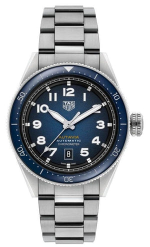 Buy Shop Tag Heuer Autavia Automatic Blue Dial Silver Steel Strap Watch for Men - WBE5116.EB0173 USA Online