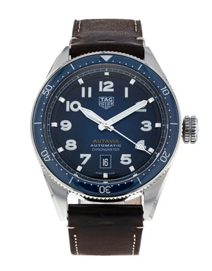 Buy Shop Tag Heuer Autavia Calibre 5 Automatic Blue Dial Brown Leather Strap Watch for Men - WBE5116.FC8266 USA Online